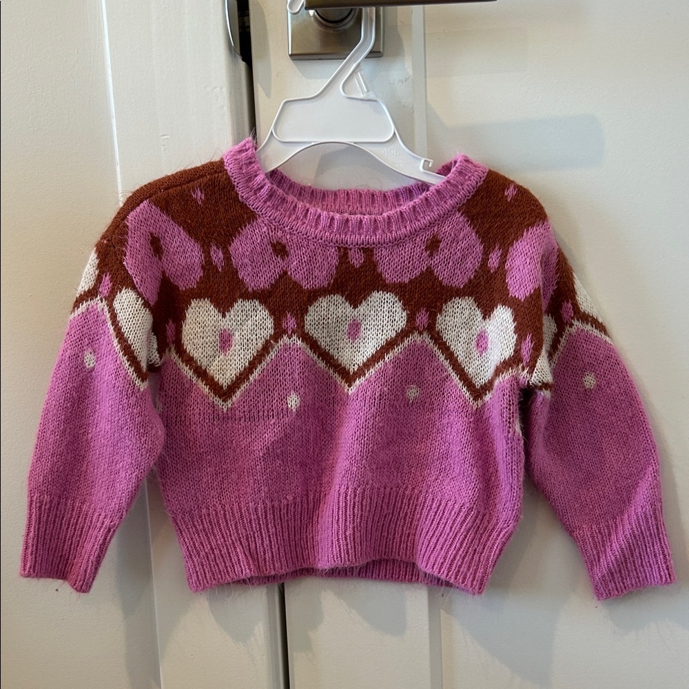 Carter's Pink and Brown Heart Sweater